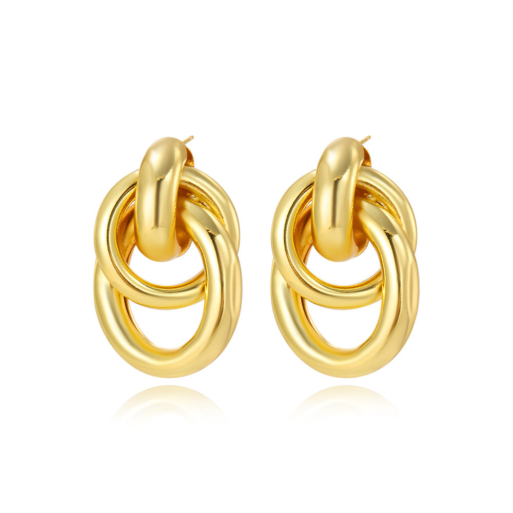 Wholesale geometric exaggerated smooth hollow tube winding earrings