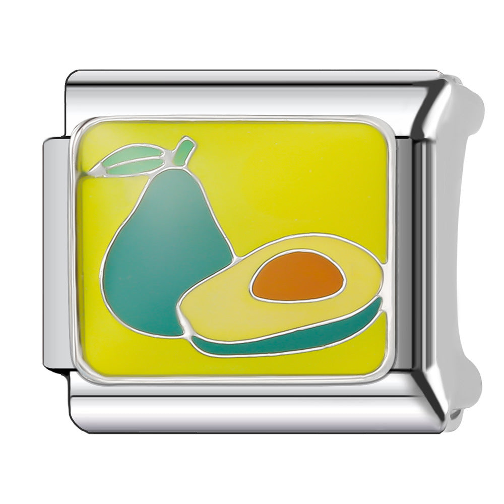 Wholesale Italian Charm Bracelet 9mm DIY Splicing Fruit and Vegetable Series  Stainless Steel Composable Bracelet