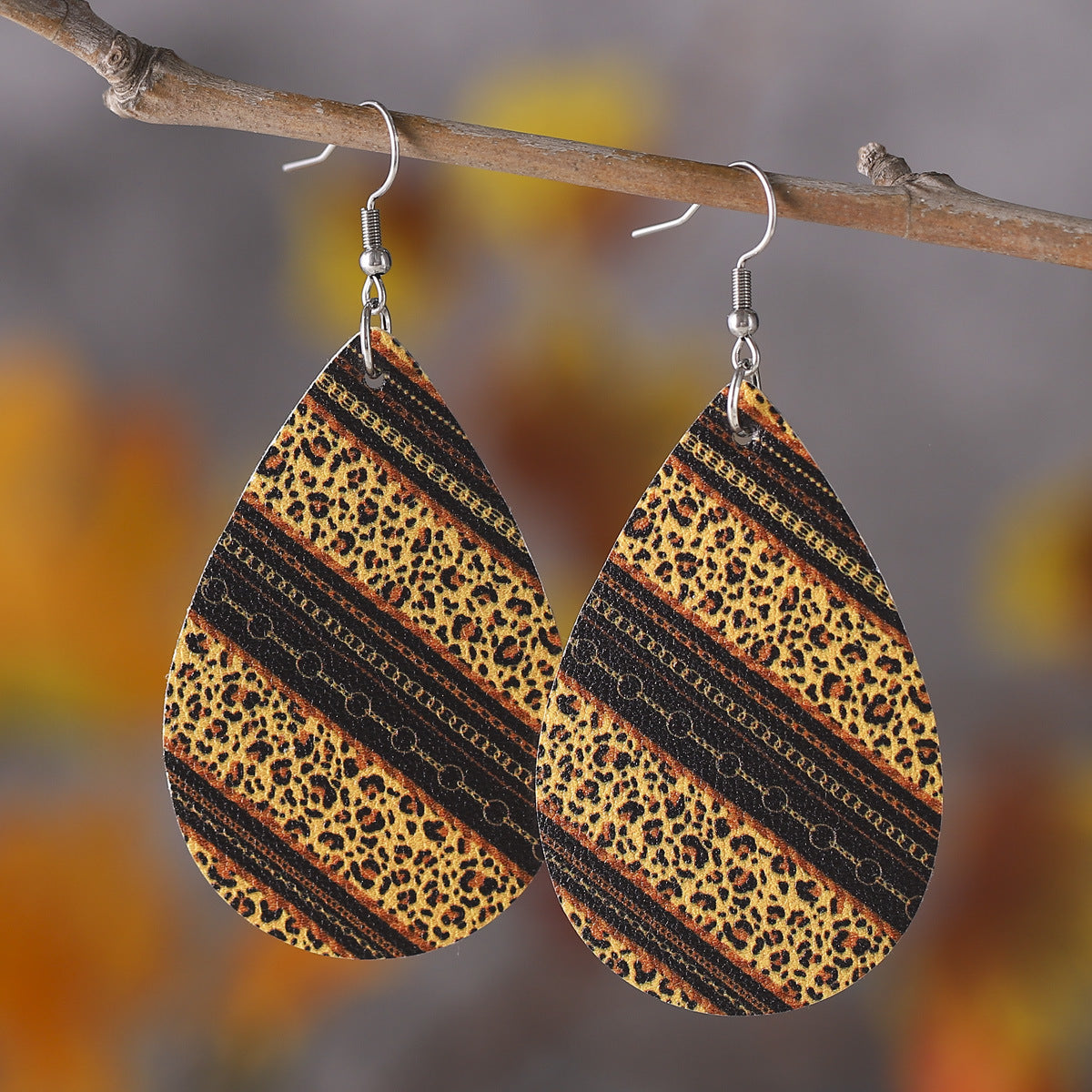 Wholesale Western Ethnic Style Cow Print Leopard Print Geometric Water Drop Earrings ACC-ES-ChuLian139