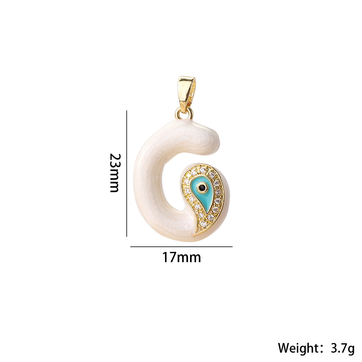 Wholesale Evil Eye Letter Pendant 16K Gold Plated Copper With Zircon Fashion Decorative Accessory DIY Jewelry Charm Boutique Gift Resale