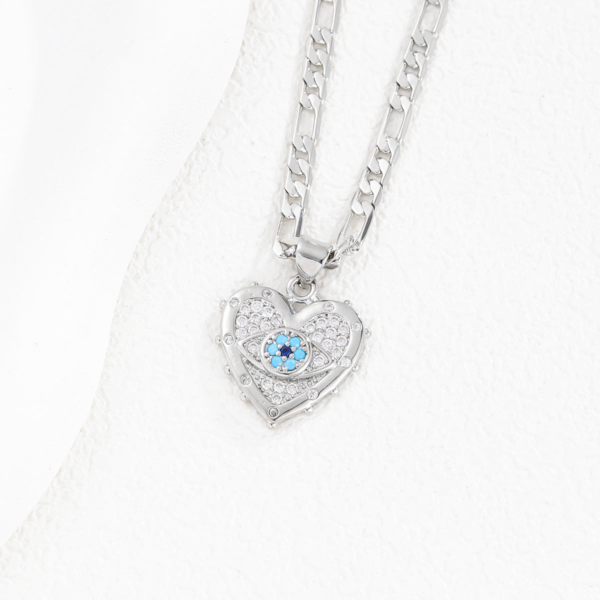 Wholesale Devil's Eye Diamond-encrusted Copper Necklace Set