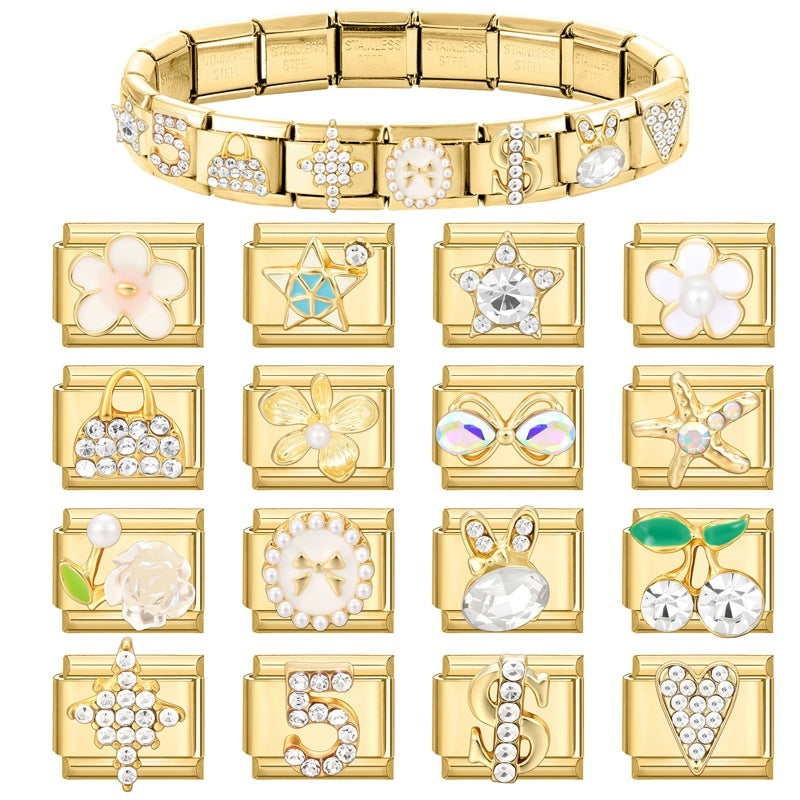 Wholesale Italian Charm Bracelet 9mm DIY Splicing Cute Creative Stainless Steel Composable Bracelet