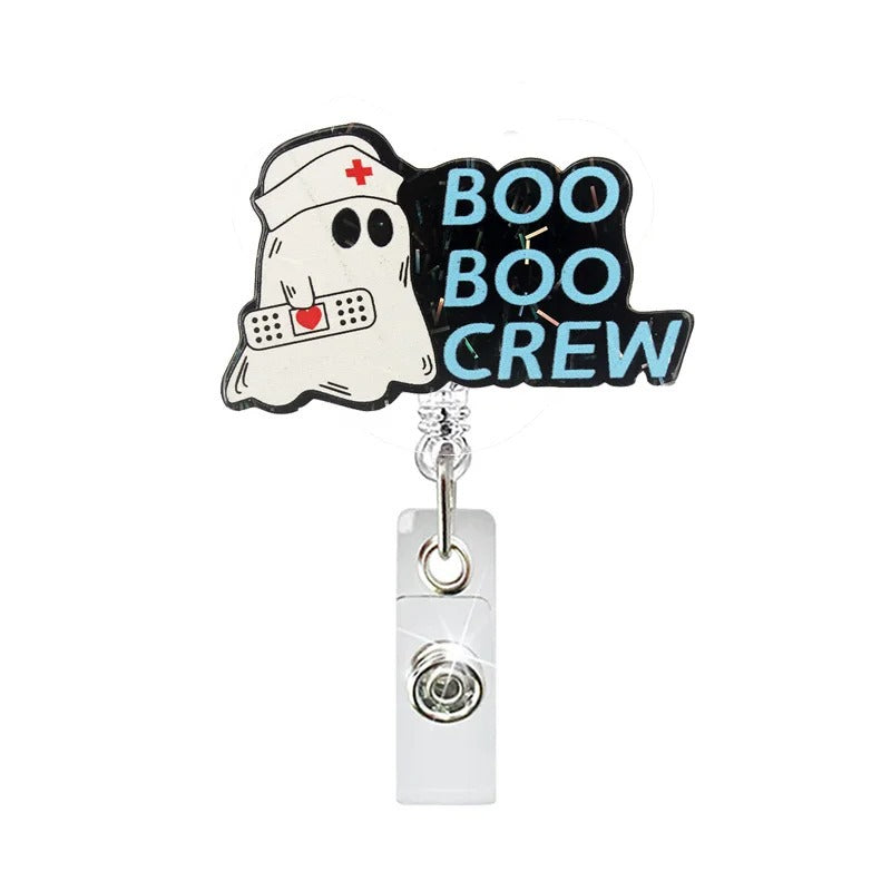 Wholesale Halloween Ghost Series Acrylic Retractable Rotating Badge Keychain