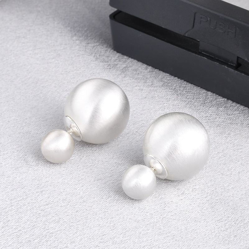 Wholesale all-match personalized metal brushed ball stud earrings