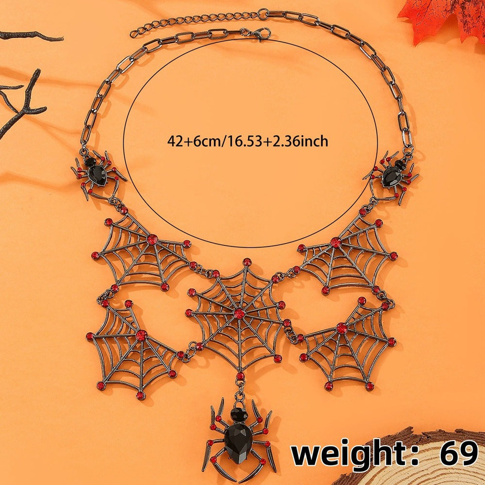 Wholesale   Web Rhinestone Alloy Necklace Dark Punk Party Jewelry Accessory for Women Resale