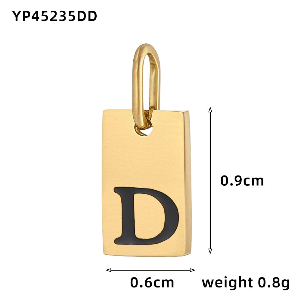 Wholesale 26 oil drops English letters stainless steel gold-plated DIY pendant