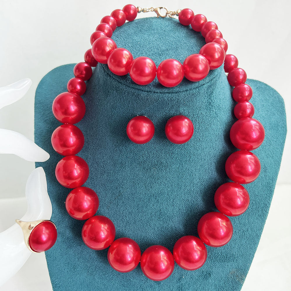 Wholesale Elegant Korean Pearl Necklace Earrings Set Bridal Jewelry Accessory Trendy Gift For Women Resale
