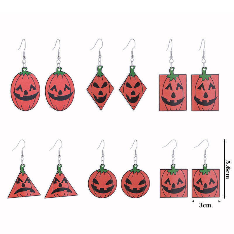 Wholesale  Acrylic Pumpkin Head Luminous Earrings