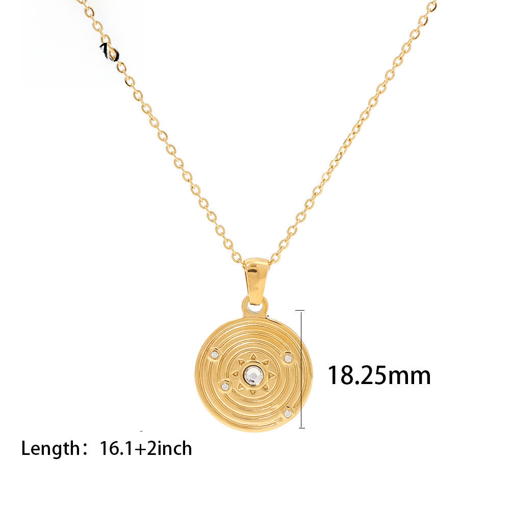 Wholesale Stainless Steel Coin Round Necklace Sweater Chain