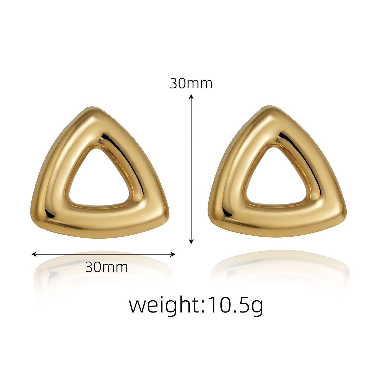 Boucle d'oreilles en acier inoxydable Triangle doré 18k