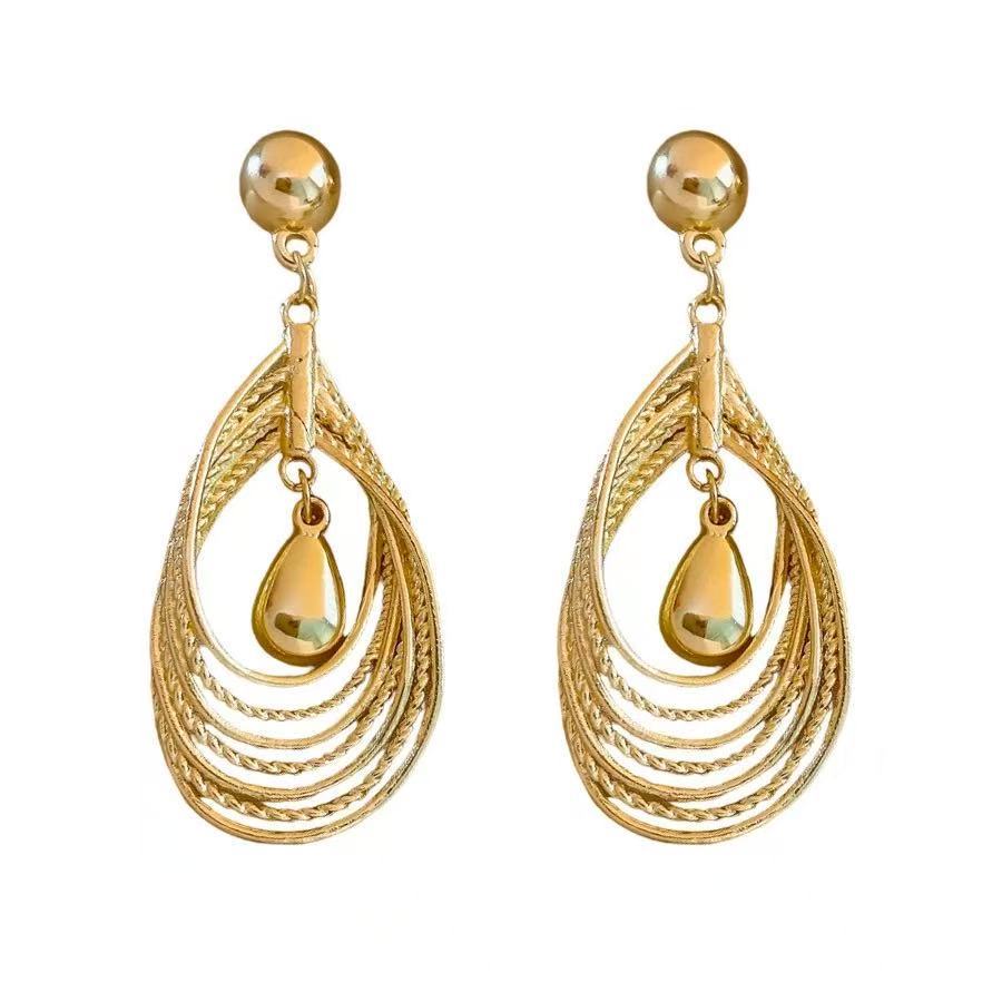 Wholesale Chic Multi-Layer Geometric Diamond Hollow Drop Earrings Environmentally Friendly Copper Alloy Jewelry Accessory for Boutique Resale