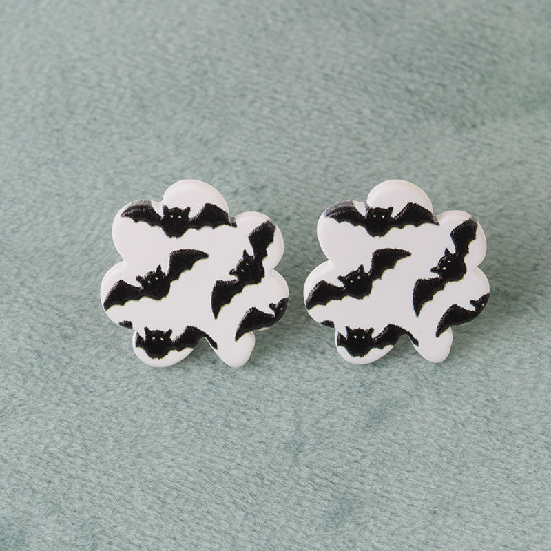 Wholesale   Ghost Bat Geometric Flowers Acrylic Earrings