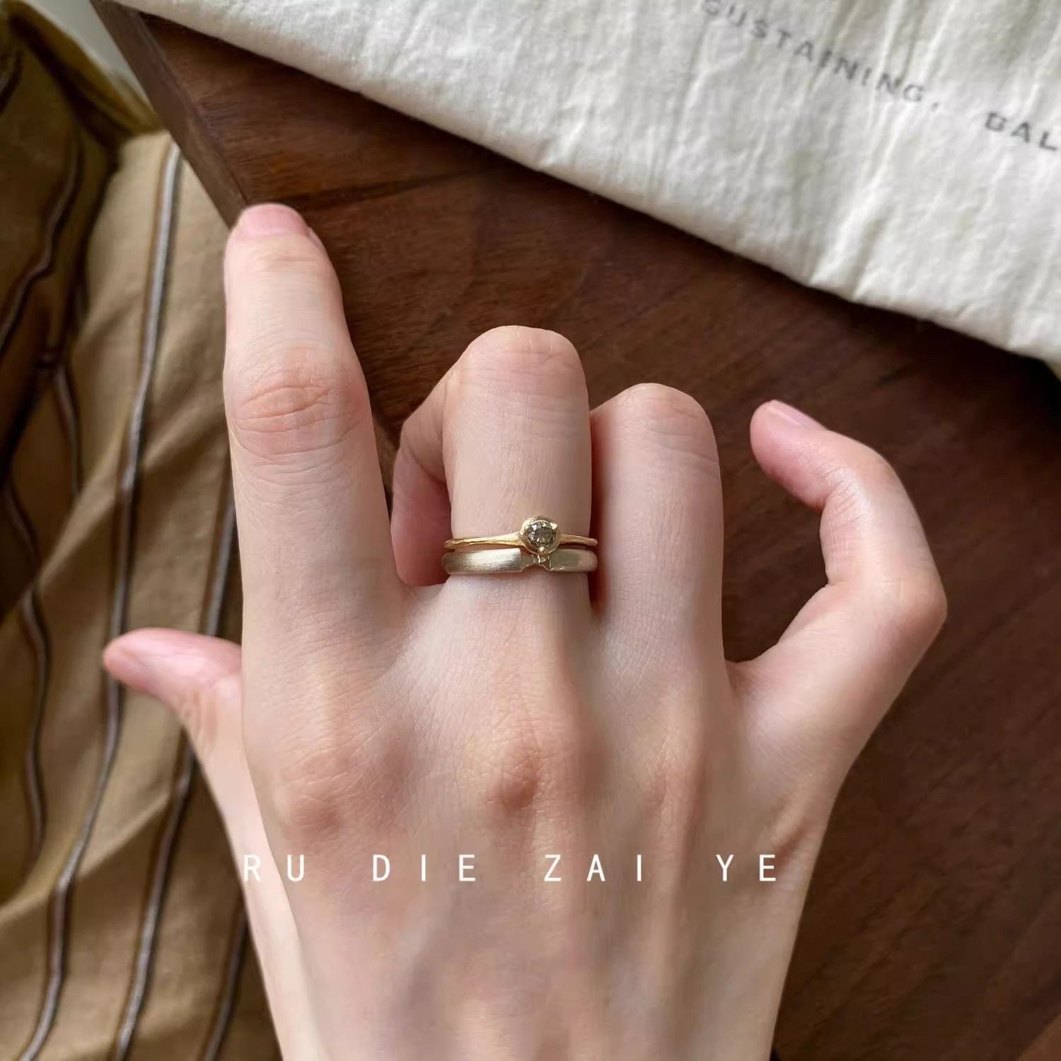 Wholesale butterfly diamond ring light luxury  open ring