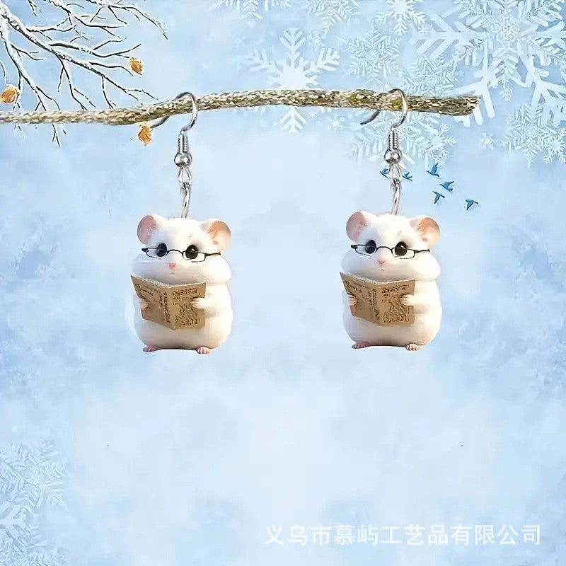 Wholesale Reading hamster acrylic earrings