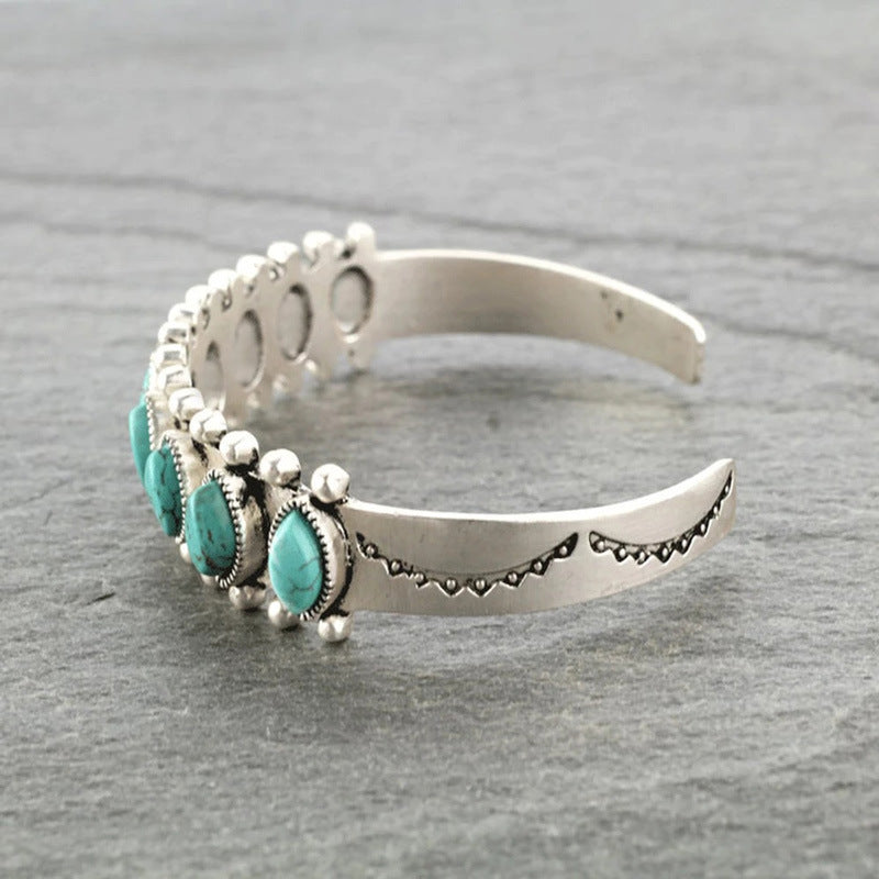 Wholesale Bohemian Turquoise Open Cuff Bracelet Retro Ethnic Style Fashion Accessory Gift