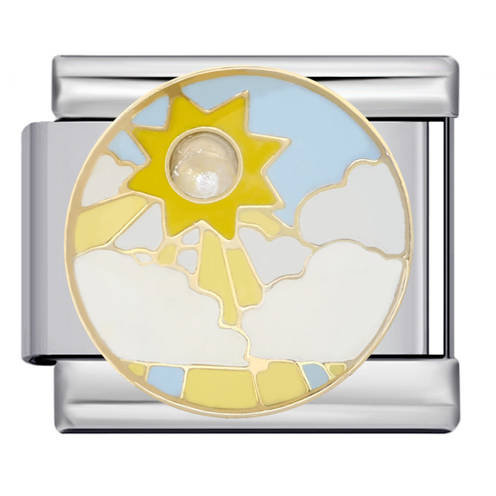 Wholesale Italian Modular Stainless Steel Welding Oil Drop Pattern DIY Bracelet