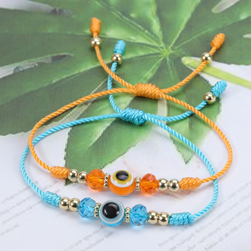Wholesale Evil Eye Bracelet Crystal Beaded Bracelet Adjustable Braided Bracelet