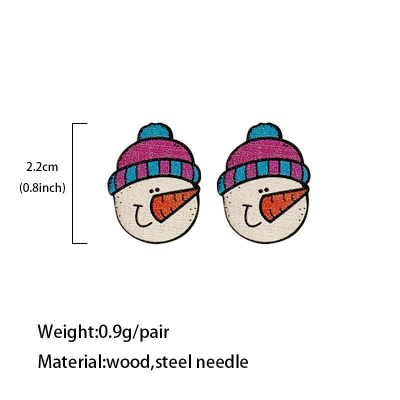 Wholesale wood Christmas tree snowman earrings