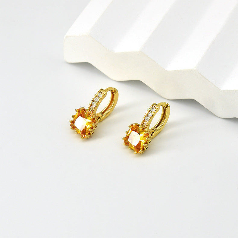 Wholesale Copper Square Zircon Earrings