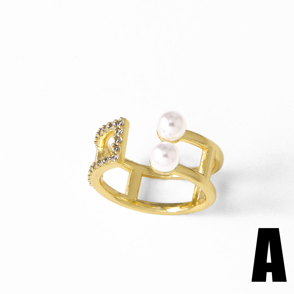 Wholesale open pearl copper plated 18k ring