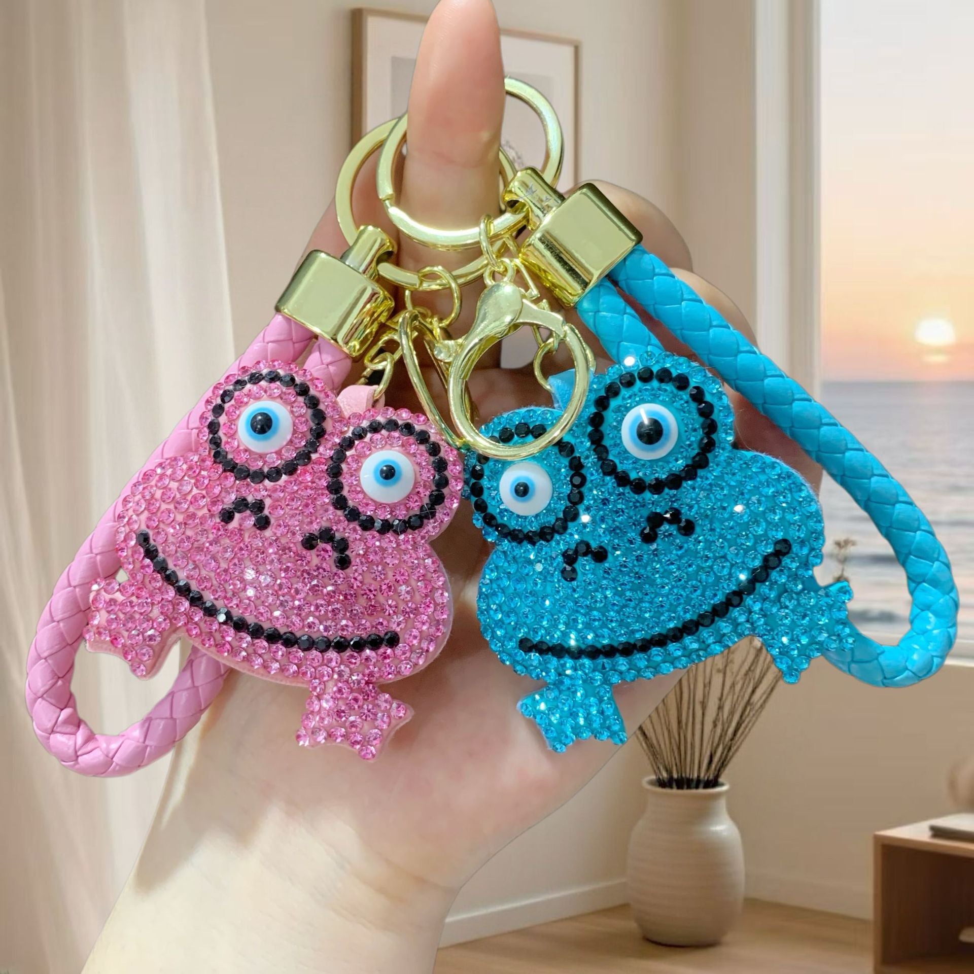Wholesale Rhinestone Frog Keychain Full Diamond Leather Pendant Wedding Gift Fashion Accessory