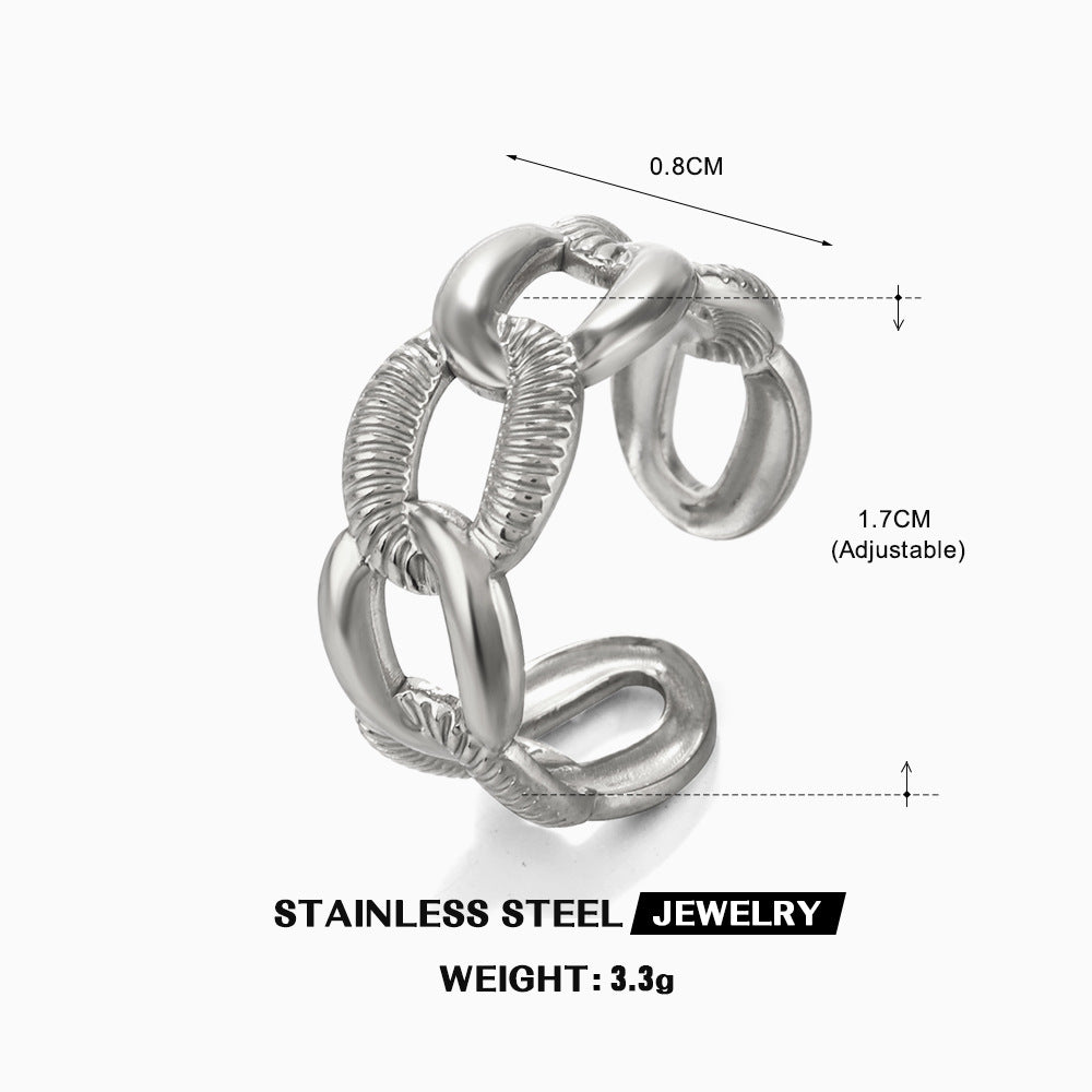 Wholesale Stainless Steel Love Heart 18K Gold Plated Open Adjustable Ring