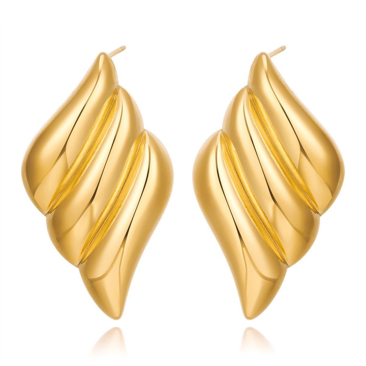 Wholesale 18K Gold Stainless Steel Earrings Metal Style Three-layer Wing Style Earrings ACC-ES-Hongx004