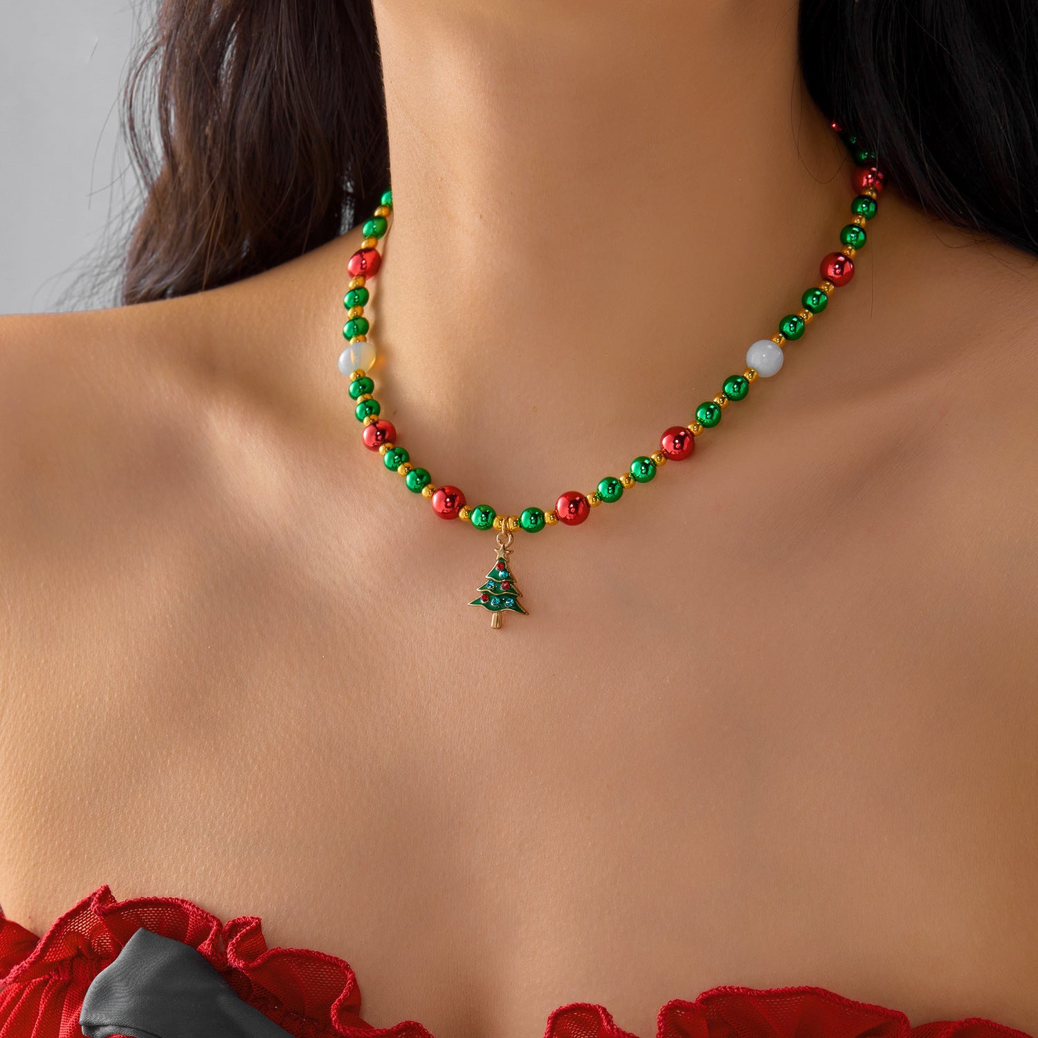 Wholesale  Christmas Handmade Colorful Beaded Necklace