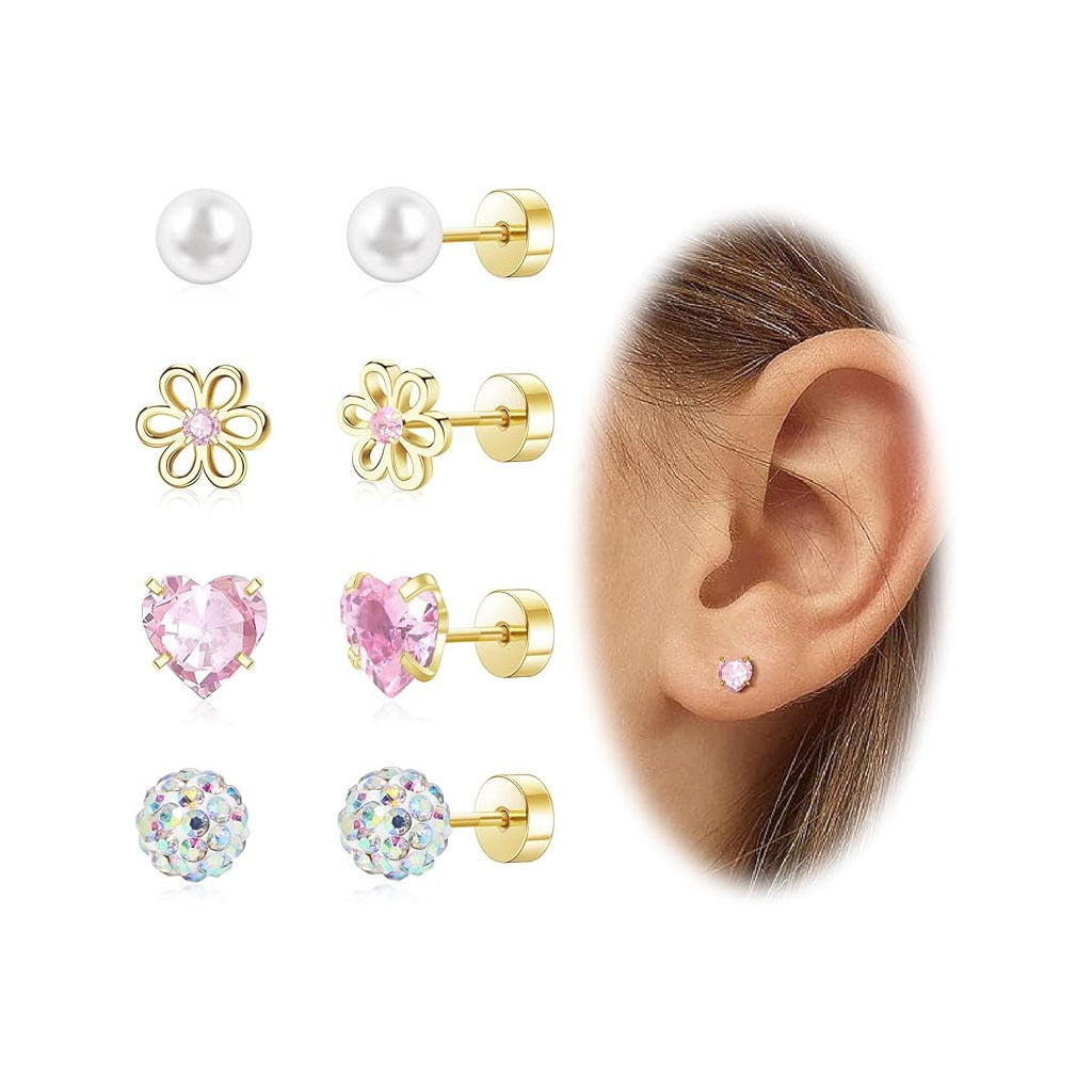 Wholesale Colorful Heart Shaped Threaded Flat Back Stainless Steel Cartilage Stud
