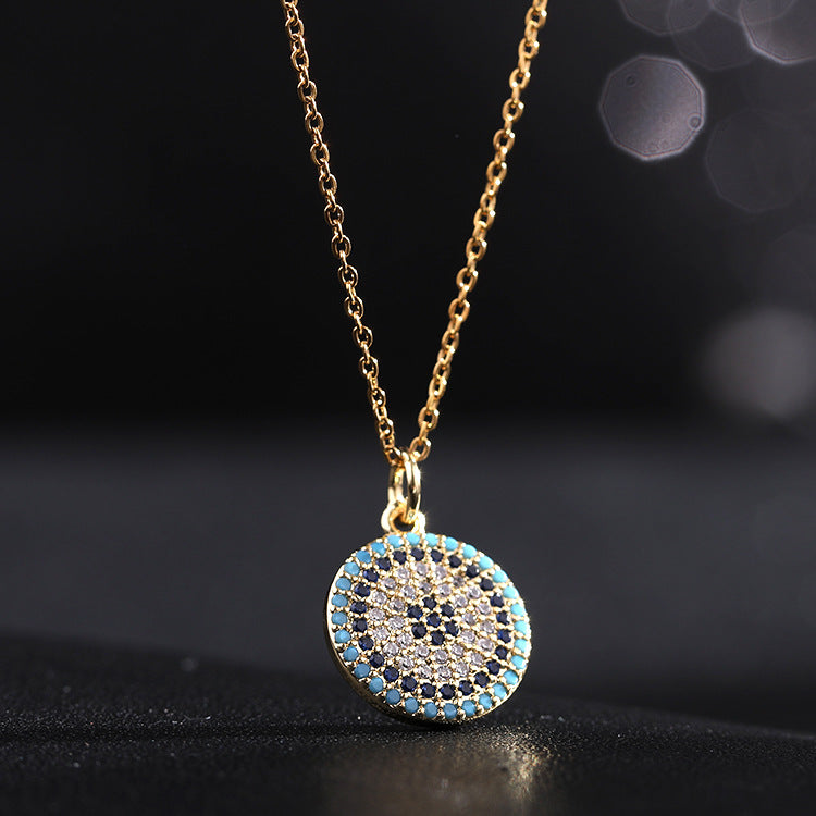 Wholesale Copper Clavicle Chain Colored Zircon Eye Pendant Evil Eye Necklaces ACC-NE-SY011