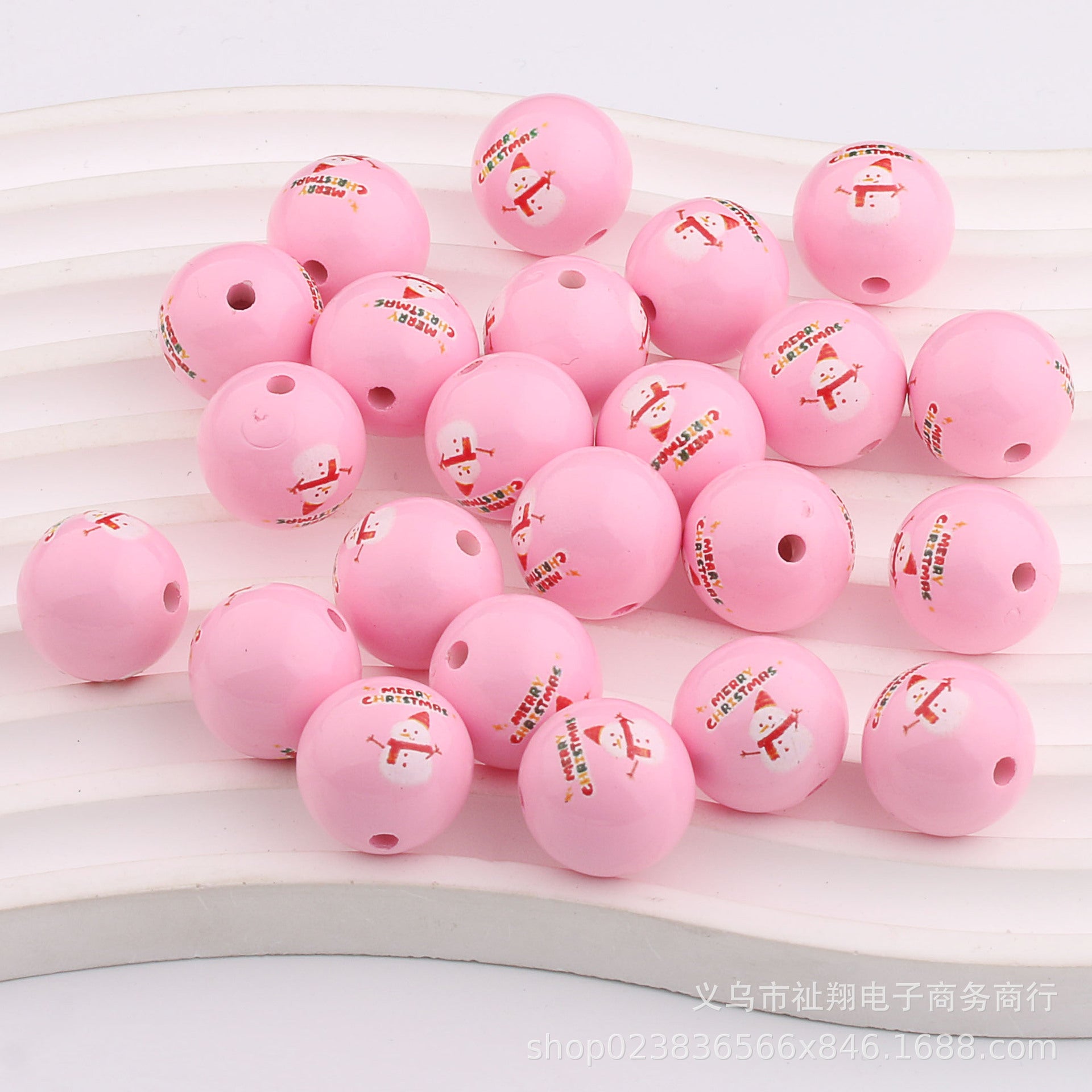 Wholesale 20pcs 16mm Christmas Color Printed Acrylic Round Beads DIY Bead Accessories ACC-BDS-ZhiXiang003