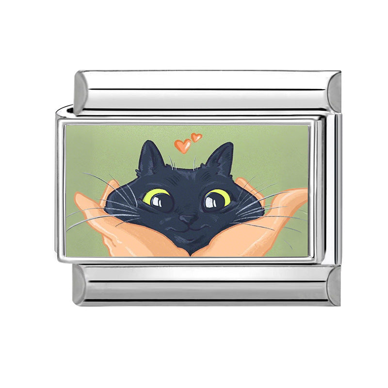 Wholesale Cute Cat DIY Modular Bracelet Stainless Steel Fashion Accessory
