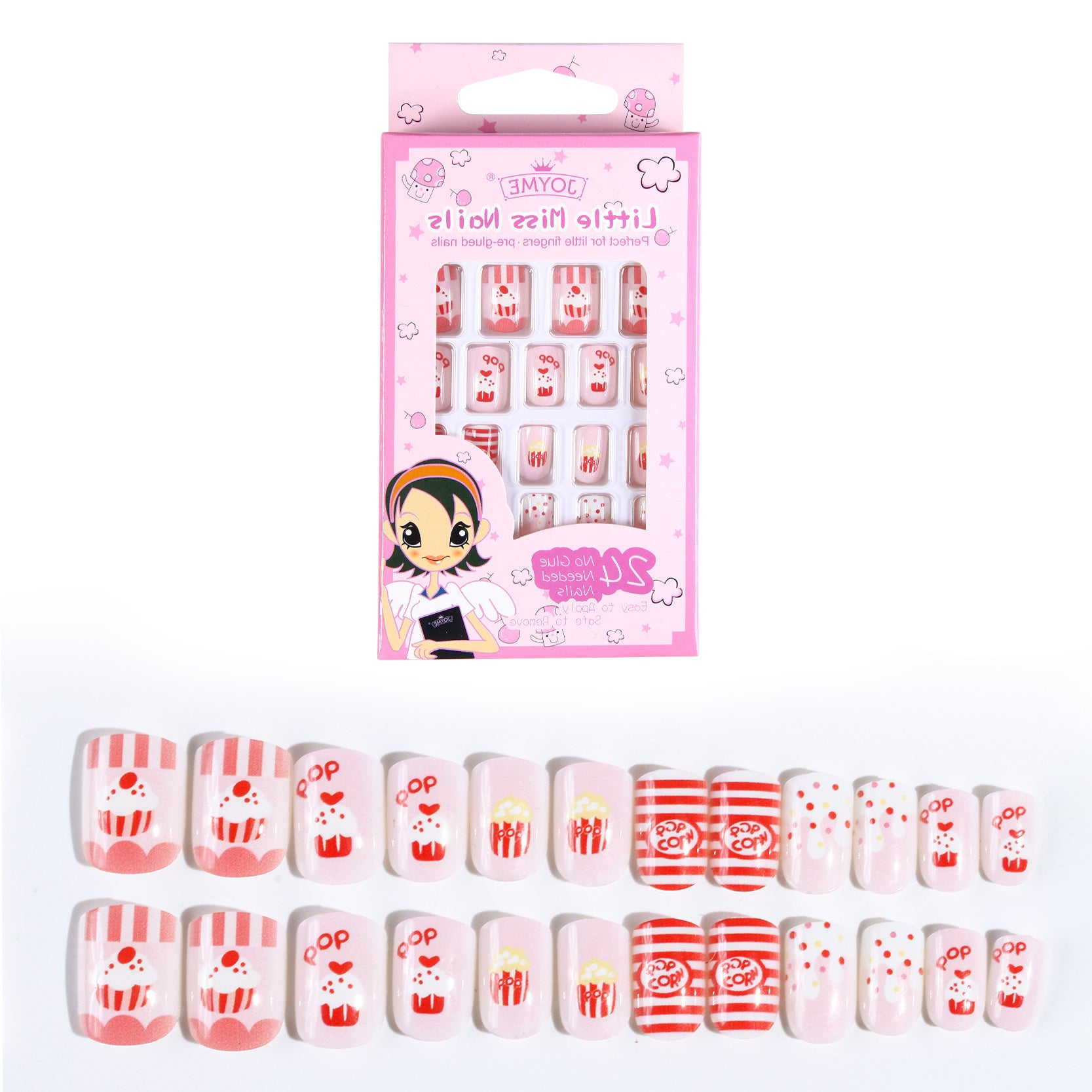 Wholesale Children's Press on Nails Kits 24 Solid Color Back Glue Nail Art Pieces ACC-NS-XKQ004