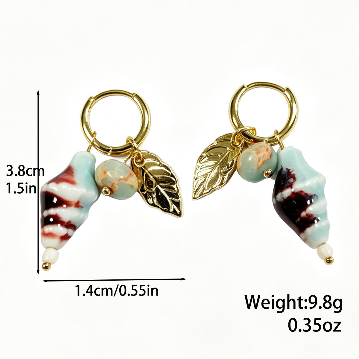 Wholesale Stylish Sun Moon Pendant Ear Cuff Earrings Gold Plated Ocean Beach Shell Jewelry Accessory For Women