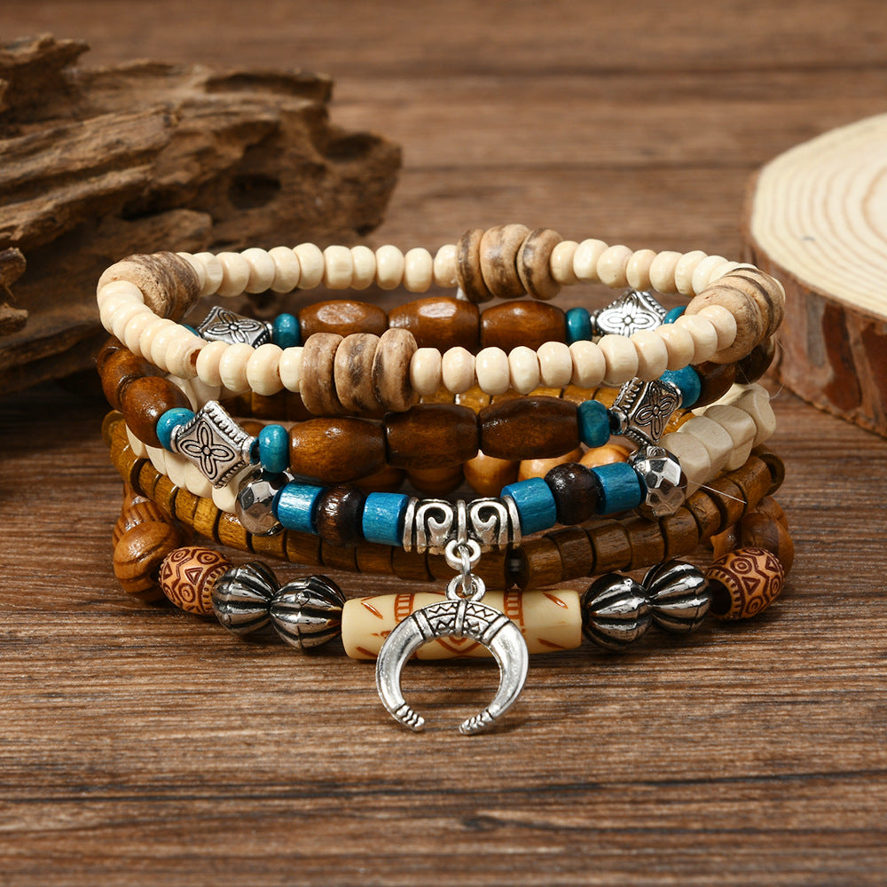 Wholesale Turquoise and Wood Bead Stacking Bracelet – Fashion Accessory Gift for Women