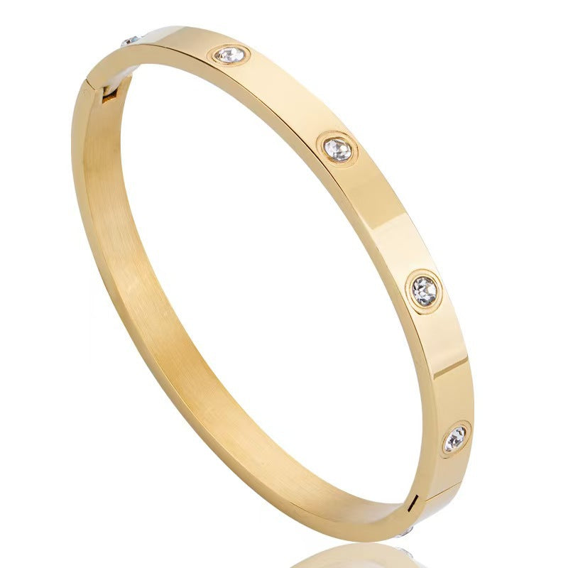 Wholesale Titanium Steel Open Bracelet with Diamond Pattern for Everyday Wear Jewelry Accessory