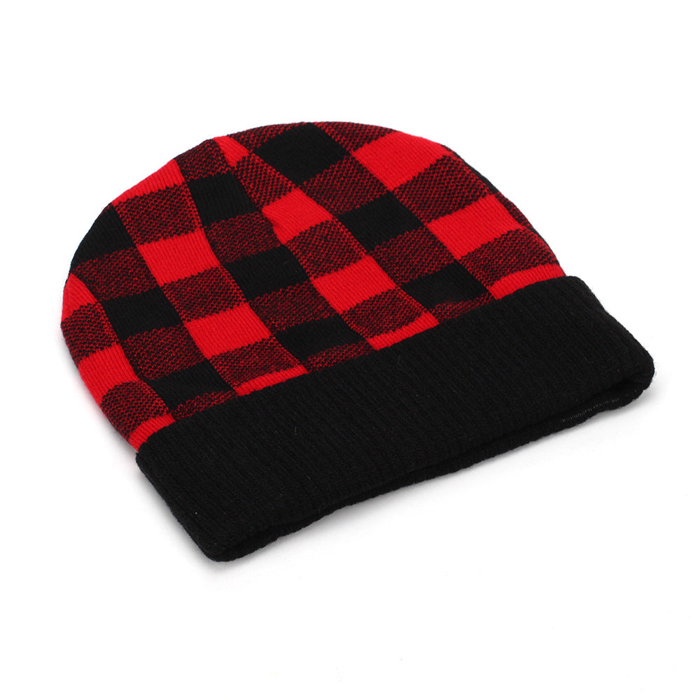 Wholesale plaid pattern autumn and winter beanies