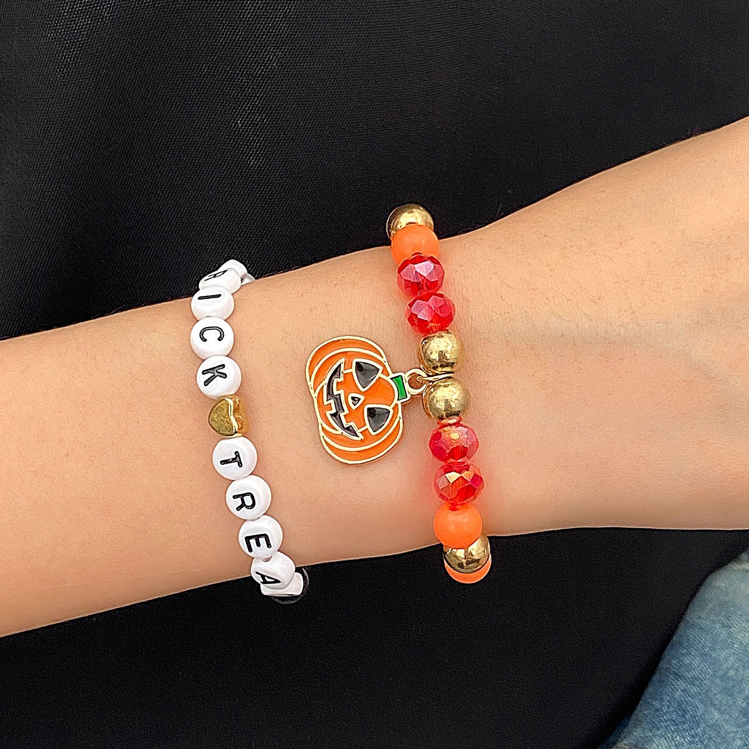 Wholesale  Alphabet Bead Bracelet Set Bohemian Ghost Pumpkin Jewelry Accessory for Women Festival Gift