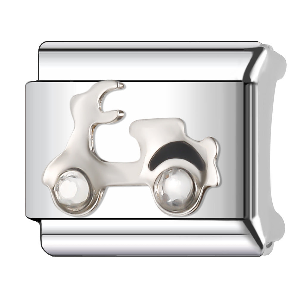 Bracelet de charme italien en gros de 9 mm Série d'avion à boule de bricolage Bracelet composable en acier inoxydable