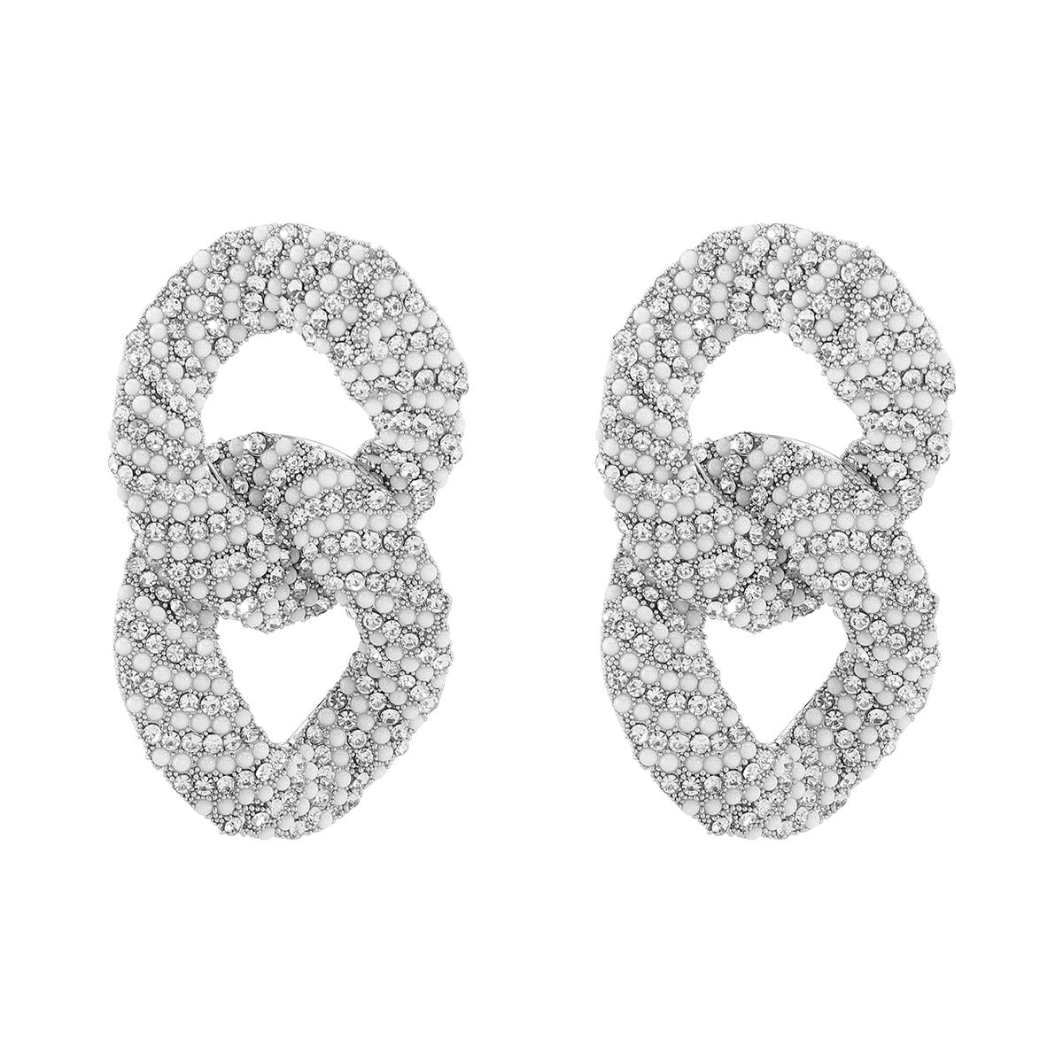 Wholesale color niche geometric diamond pearl  earrings