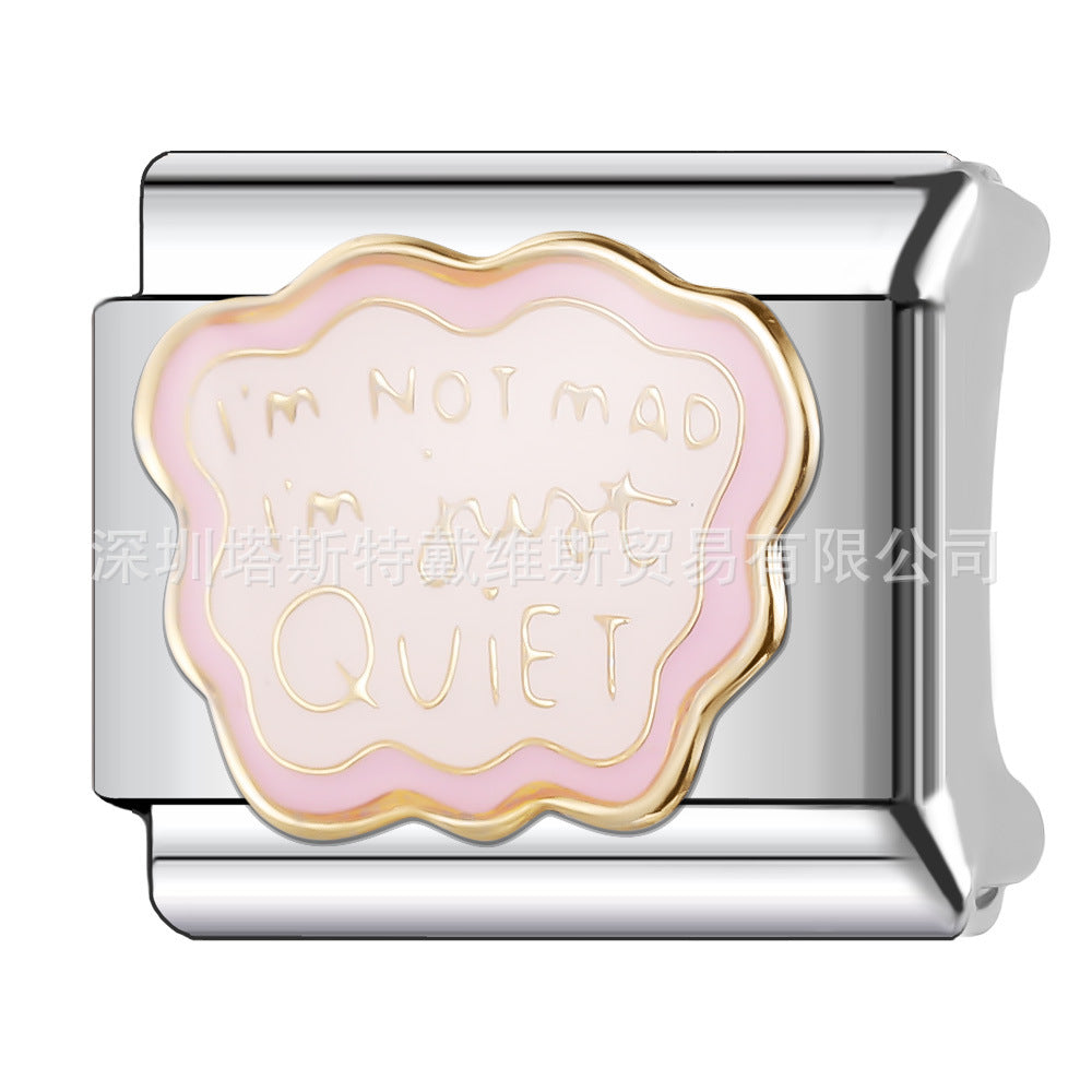 Wholesale  Italian Charm Bracelet 9mm DIY English Word Series Creative Stainless Steel Composable Bracelet