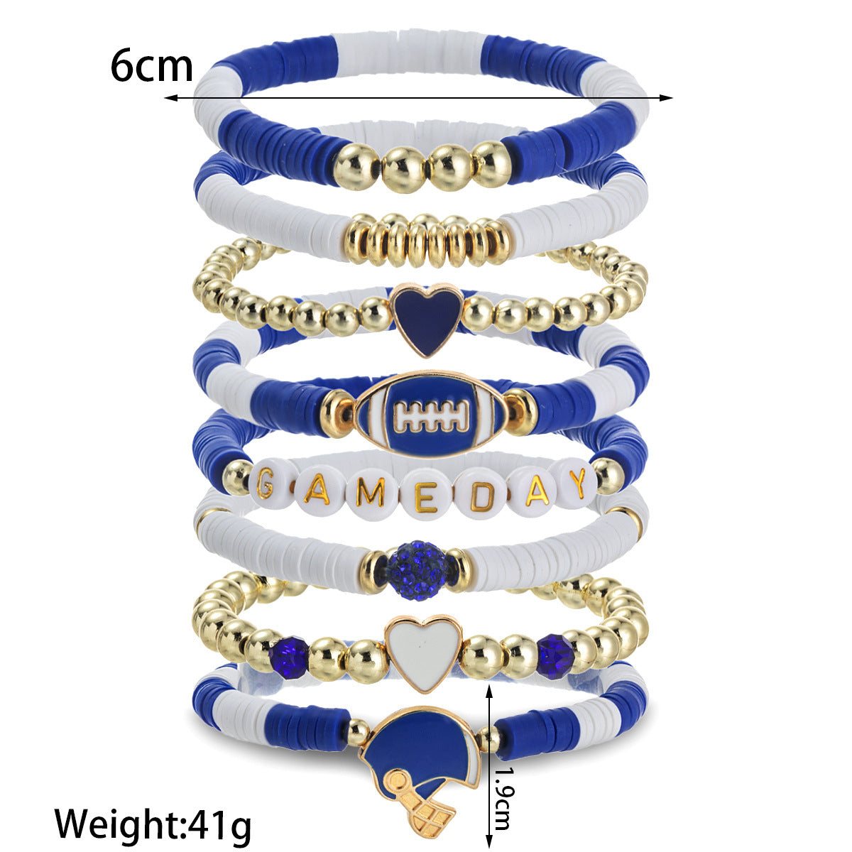 Wholesale Alloy Rugby Love Resin Letter Beaded Random Soft Pottery Elastic  Bracelet