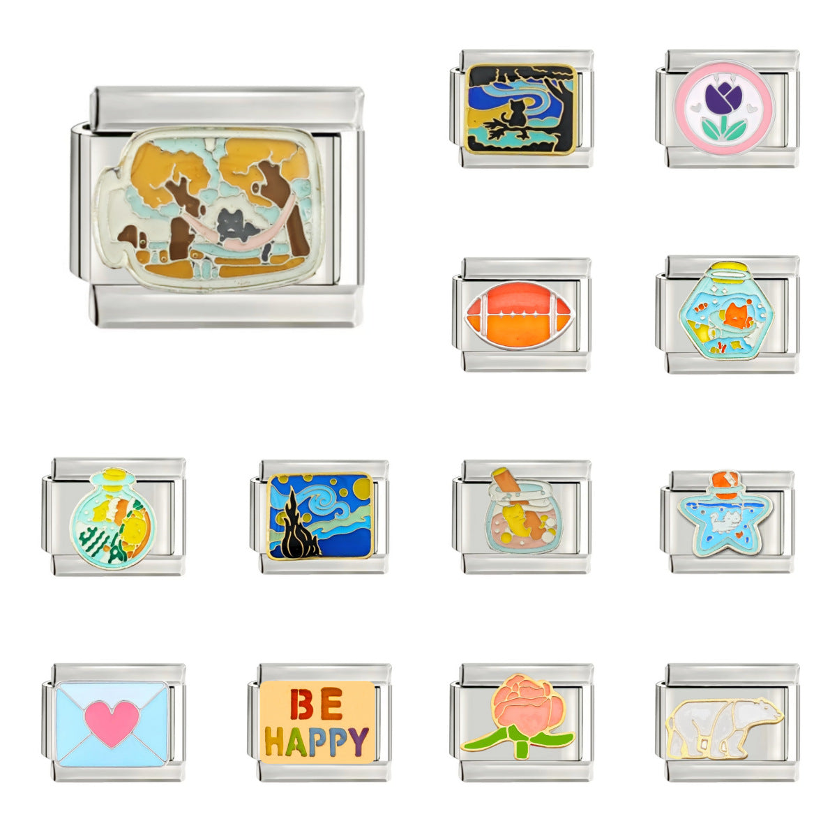 Wholesale 9mm Italian Charm Starter Bracelets DIY square Single Section Creative Stainless Steel Composable Bracelet