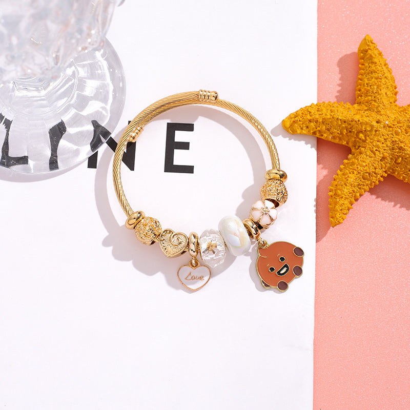 Wholesale Cartoon Beaded Stainless Steel Bracelet ACC-BT-QingLian002