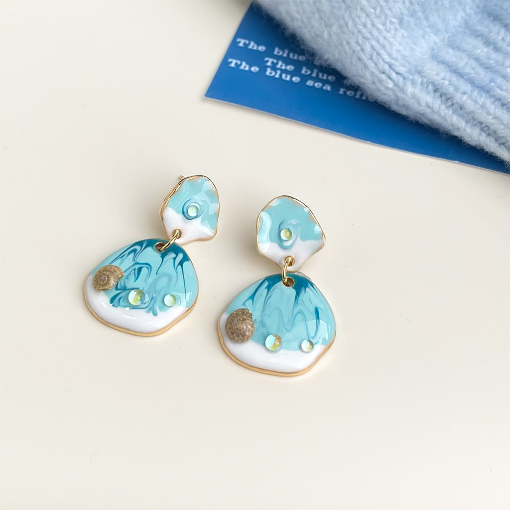 Wholesale blue oil earrings