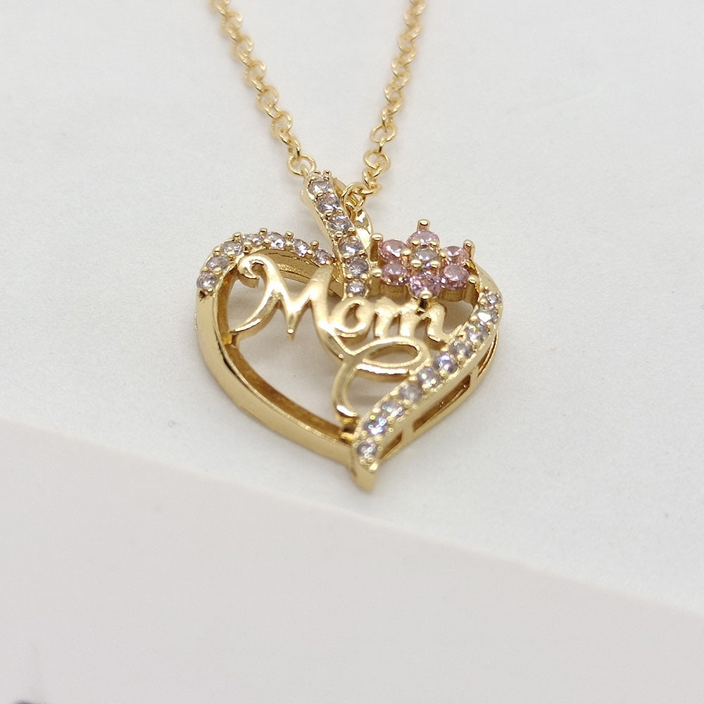 Wholesale Love Flower Mother Diamond Zircon Necklace