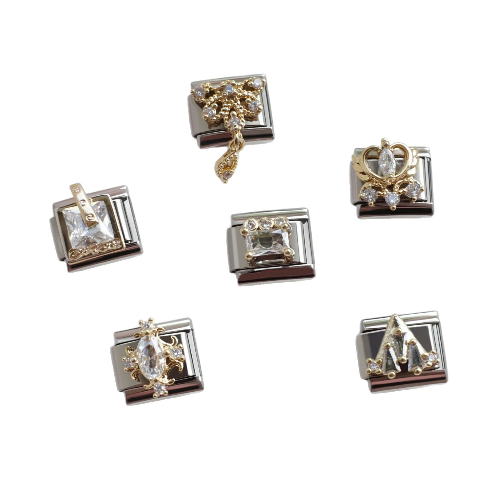 Wholesale 5pcs Italian Charm Bracelet 9mm DIY Splicing Creative Pattern Stainless Steel Composable Bracelet