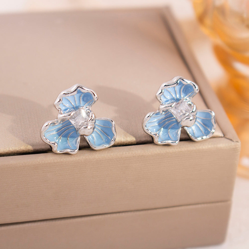 Wholesale Elegant  Sophisticated Four-Leaf Clover Turquoise Stud Earrings