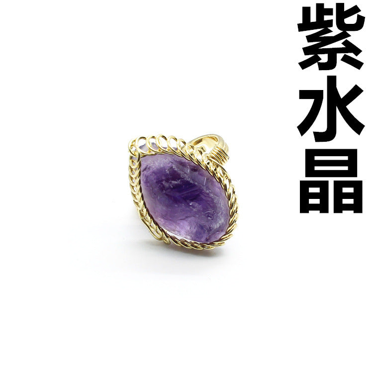Wholesale natural stone crystal stone ring