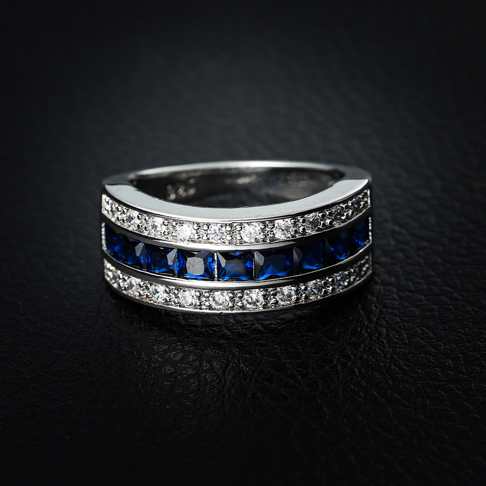 Wholesale  zircon  sapphire blue diamond men's rings